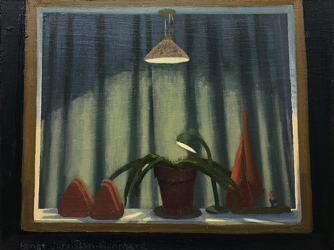 Bengt Jahnsson-Wennberg, Fönsterstilleben, olja på pannå, 30x40 cm, 7000 SEK