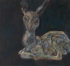 Ingela Johansson, In the Gaze of a Deer, olja på duk, 44x46 cm, 10000 SEK