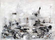 Marianne Tan, Vinter III, akryl, tusch och collage på papper, 31x39 cm m ram, 6000 SEK