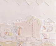 Tobias Törnqvist, Spår i sanden, collage, 27 x 30,5 cm med ram (17 x 20,5 cm), 4000 SEK