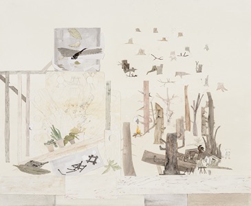 Tobias Törnqvist, Växthuset, collage, 90 x 108 cm med ram, 16 000 SEK