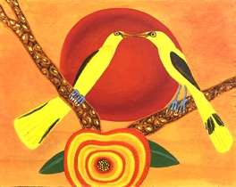 Amalia Årfelt, Sommargylling i kvällningen, olja på pannå, 32x40 cm, 7000 SEK