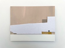 Håkan Berg, Open V, olja och collage på pannå, 25x32 cm utan ram, 48x52 cm med ram, 8000 SEK 
