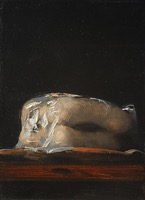 Anders Gudmundson, Kiełbasa biała parzona, olja på pannå, 16x22 cm, 10 000 kr